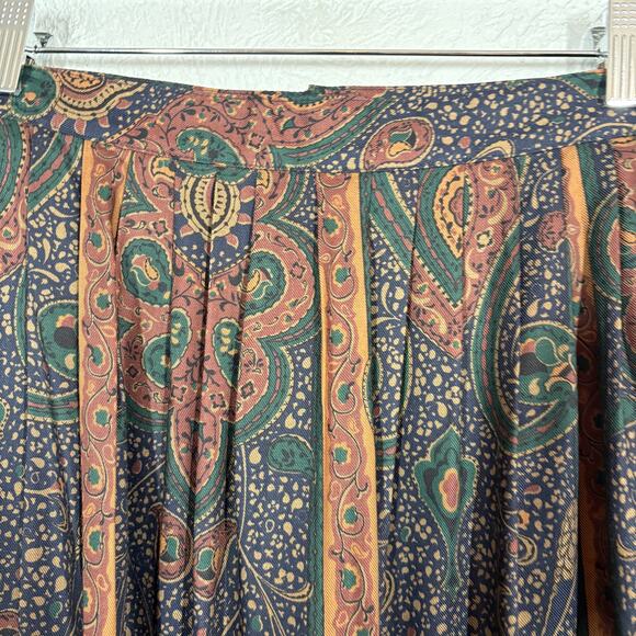 Vintage J'Envie Sport Pleated Skirt Jewel Tone Paisley Midi - 12 - Picture 3 of 7